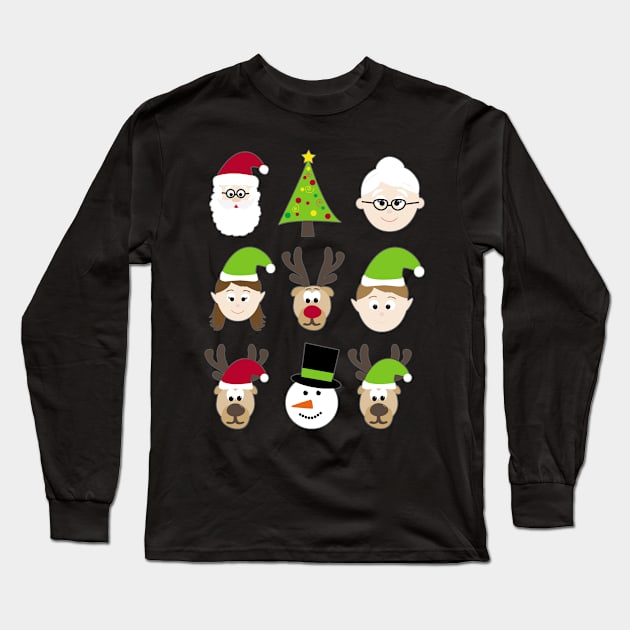 North Pole Christmas Friends Faces Long Sleeve T-Shirt by 4Craig